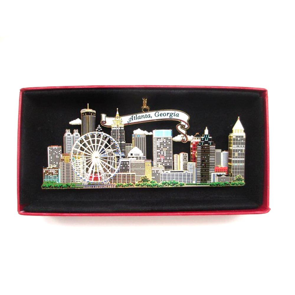 Atlanta Georgia City Skyline Ornament Color Brass